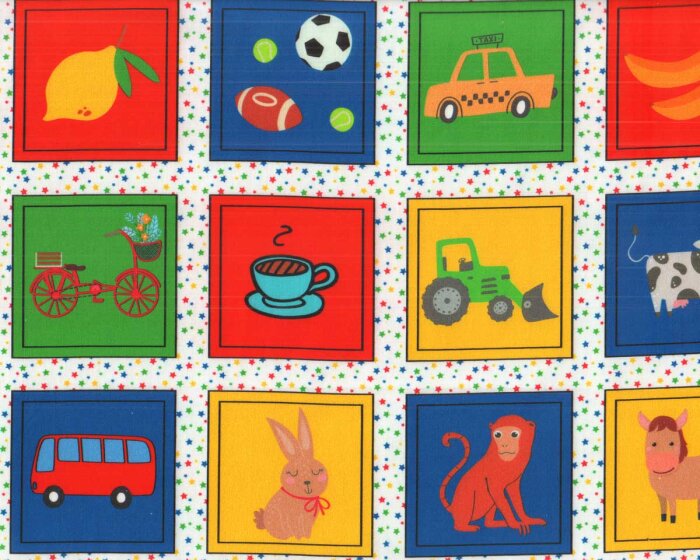 30-cm-Rapport Patchworkstoff MEMORY MAGIC, Tier-Motive