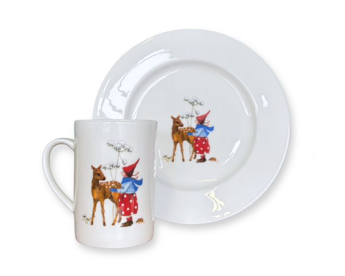 Geschirr-Set WICHTEL, Wichtel mit Rehkitz, Acufactum