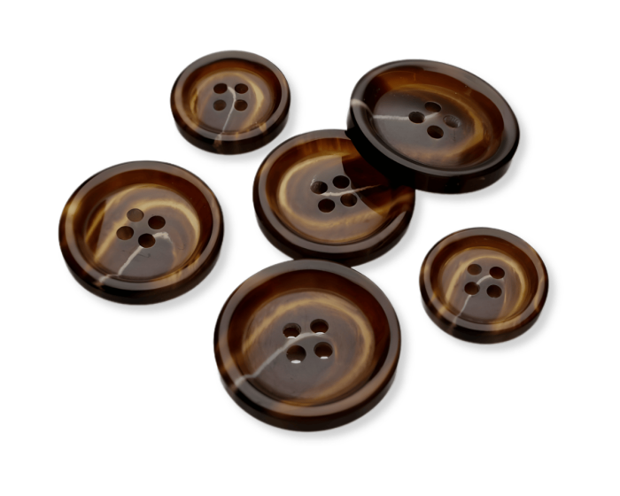Kunststoffknopf BORWN, Horn-Optik, SECO Knopf