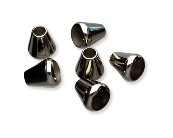 Kordelende aus Kunststoff, silber-metallic, glatt, 5 mm Durchlass, SECO Knopf