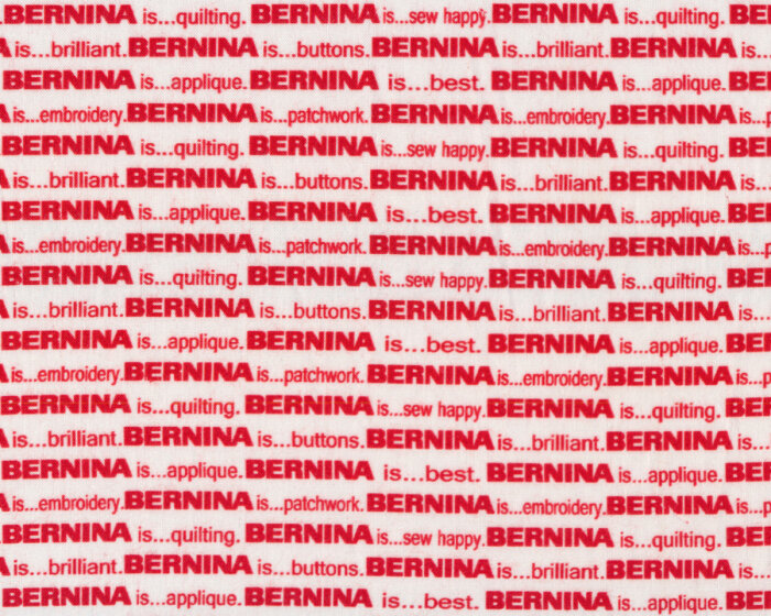 20 cm Reststück Patchworkstoff MY HAPPY PLACE, Bernina-Schrift, weiß