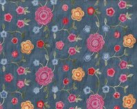 Bestickter Baumwollstoff JASMIN, Blumen, pink, Swafing