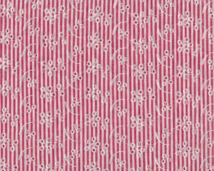 Baumwollstoff LUNA mit Lochstickerei, Streifen, rot, Swafing