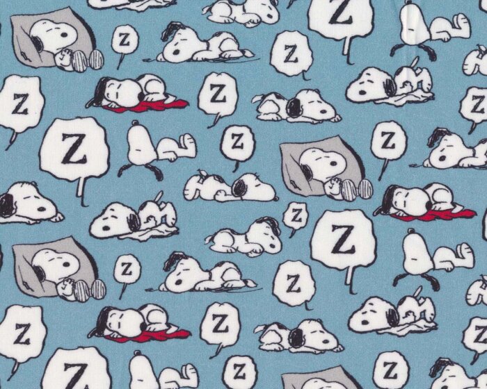 Baumwollstoff SNOOPY REBEL, schlafend, mittelblau