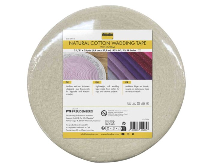 22,9 m Baumwoll-Volumenvliesband NATURAL COTTON WADDING TAPE, Vlieseline