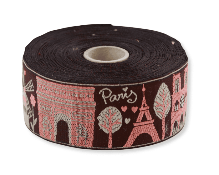 Jacquardband PARIS, 40 mm breit, weinrot, Kafka