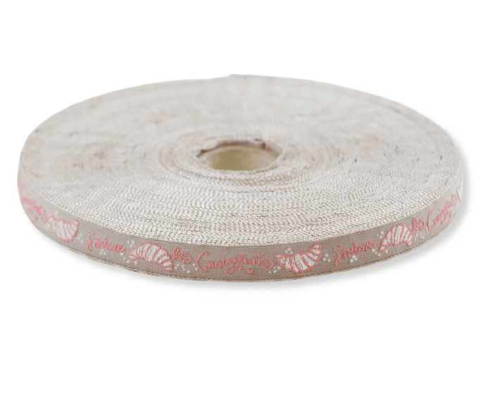 Jacquardband CROISSANT, 10 mm breit, beigegrau, Kafka