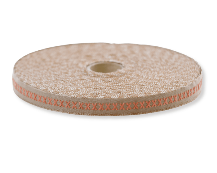 Jacquardband KREUZE, 10 mm breit, beigegrau, Kafka