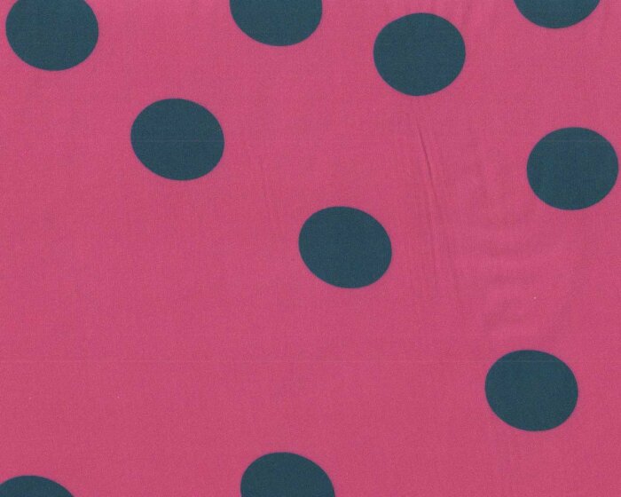 25 cm Reststück Viskosestoff CALM, Punkte, pink-petrol, Light & Lush