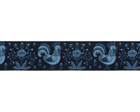 Jacquardband HAHN, Huhn, 32 mm breit, dunkelblau, Kafka