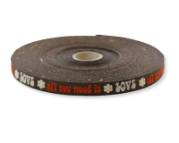Jacquardband ALL YOU NEED, Schrift, 10 mm breit, braun,...