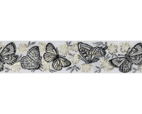 Jacquardband SCHMETTERLING, 32 mm breit, weiß-gold,...