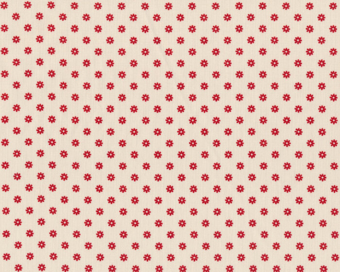 55 cm Reststück Patchworkstoff HOP, SKIP AND A JUMP, regelmäßige Streublüten, hellbeige, Moda Fabrics