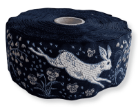 Jacquardband FELDHASE, Kaninchen, 40 mm breit,...