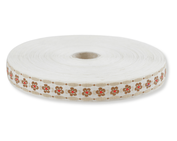 Jacquardband BUTTERBLUME, Blüte, 20 mm breit, creme, Kafka