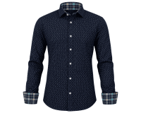 Italienischer Baumwollstoff DISTY, Mini-Raute, marineblau