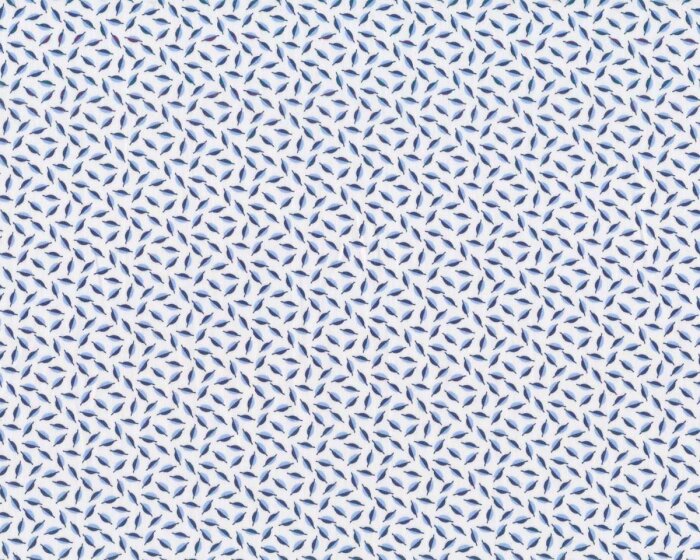 Italienischer Baumwollstoff FOLIO, Blattmuster, blau-weiß