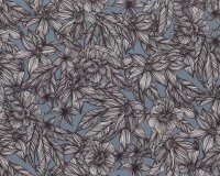 Italienischer Baumwollstoff LINEA, Linien-Blüten,...