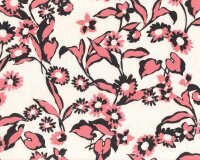 Italienischer Baumwollstoff FLORA, stilisierte Blüten, lachsrot