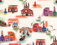 80 cm Reststück Viskose-Jersey VENEDIG, Stadtbilder,...