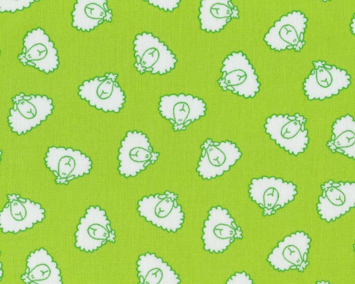 55 cm Reststück Westfalenstoff JUNGE LINIE, Schäfchen, hellgrün-weiß