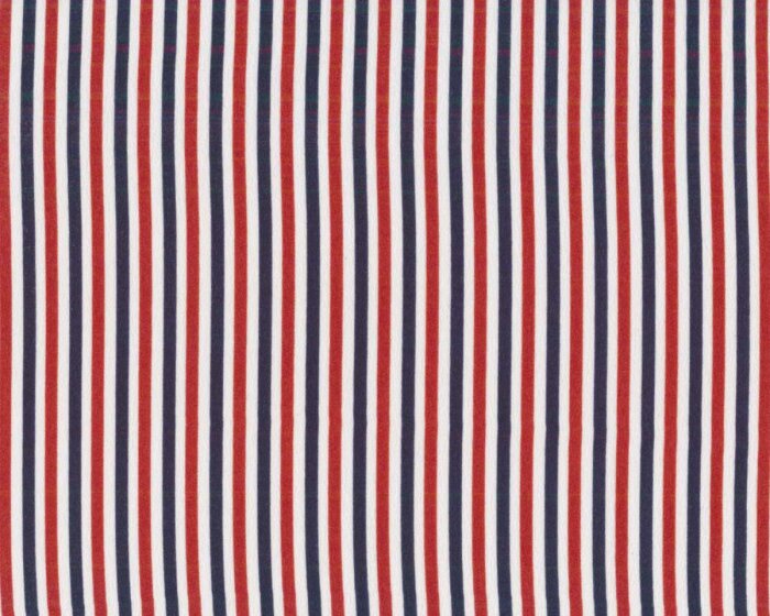 Italienischer Seidenstoff Crepe de Chine MARINA, Längsstreifen, blau-rot