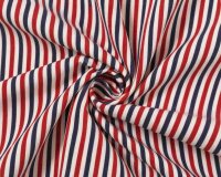 Italienischer Seidenstoff Crepe de Chine MARINA, Längsstreifen, blau-rot