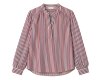 Italienischer Seidenstoff Crepe de Chine MARINA, Längsstreifen, blau-rot