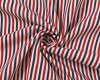 Italienischer Seidenstoff Crepe de Chine MARINA, Längsstreifen, blau-rot