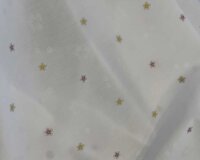 Italienischer Baumwollstoff FIORA, Jacquard-Blüten, gelb-pink