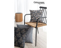 35 cm Reststück Baumwollstoff GOOD VIBES, Mohnblumen, dunkelblau, ring a roses