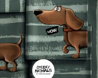 85-cm-Panel Sweatstoff DACHSHUND BERNY by Thorsten Berger, Dackel, graublau