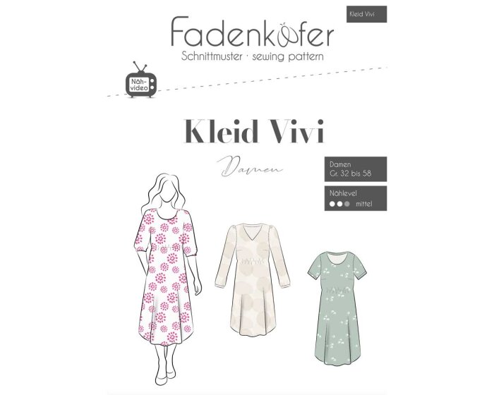 Damen-Schnittmuster Kleid VIVI, fadenkäfer