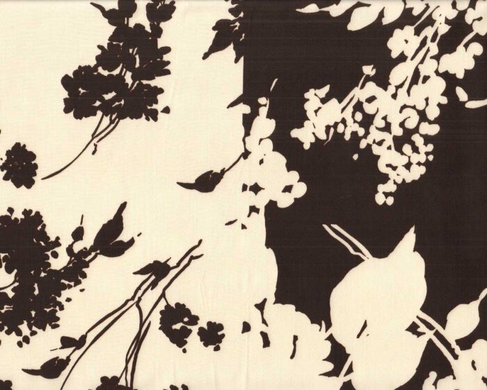 Italienischer Viskosestoff DUALIS, Blumenzweige, braun-creme