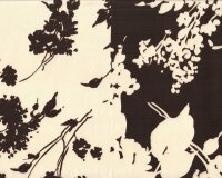 Italienischer Viskosestoff DUALIS, Blumenzweige, braun-creme