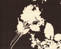 Italienischer Viskosestoff DUALIS, Blumenzweige, braun-creme