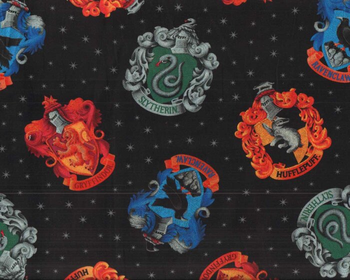 Rückseitenstoff HARRY POTTER, Haus-Wappen, Benartex