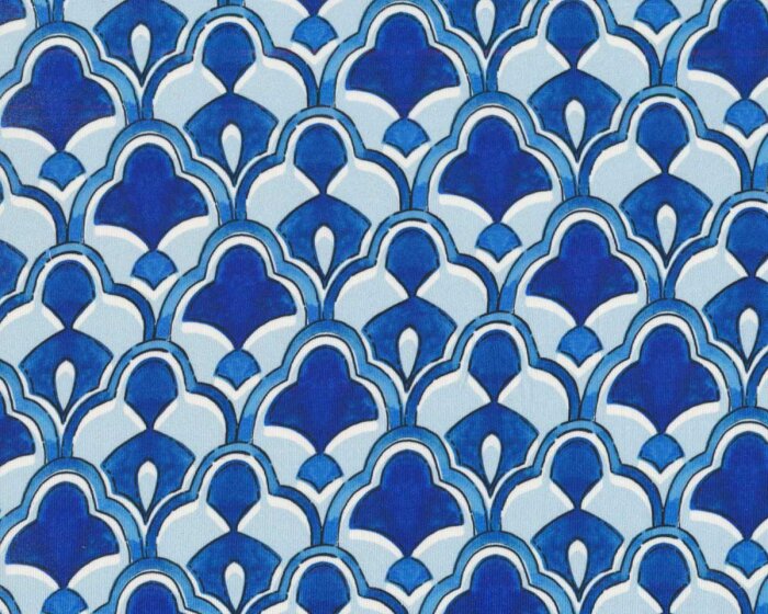Italienischer Viskosejersey AZZURA, bi-elastisch, Ornament, blau