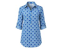 Italienischer Viskosejersey AZZURA, bi-elastisch, Ornament, blau