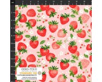 Baumwolljersey AVALANA JORDBÆR, Erdbeere, rosa