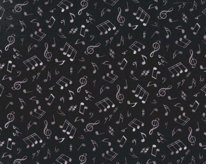 20 cm Reststück Patchworkstoff JAZZ, Musiknoten, schwarz, Elizabeths Studio