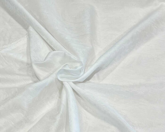 Italienischer Baumwollstoff mit Seide LUCE, florales Jacquardmuster, weiß