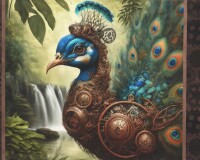 78-cm-Panel Patchworkstoff STEAMPUNK MENAGERIE, Tiermotive, In The Beginning