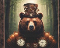 78-cm-Panel Patchworkstoff STEAMPUNK MENAGERIE, Tiermotive, In The Beginning