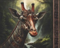 78-cm-Panel Patchworkstoff STEAMPUNK MENAGERIE, Tiermotive, In The Beginning