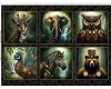 78-cm-Panel Patchworkstoff STEAMPUNK MENAGERIE, Tiermotive, In The Beginning