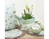 45 cm Reststück Baumwollstoff NESTGEZWITSCHER mit Weidenkätzchen, Acufactum