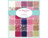 25 cm Reststück Batist REGENT STREET LAWNS, Tupfenblüten, rosa-dunkelblau, Moda Fabrics