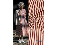 40 cm Reststück Baumwollstoff mit Stretch STRIPES, Streifen, rotbraun, Fibre Mood