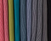 50 cm Reststück Baumwolljersey BELLA, feine Streifen, senfgelb-weiß